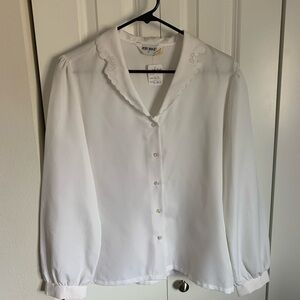 Elegant White Blouse with Lace Trim